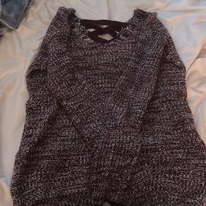 maroon and white sweater
